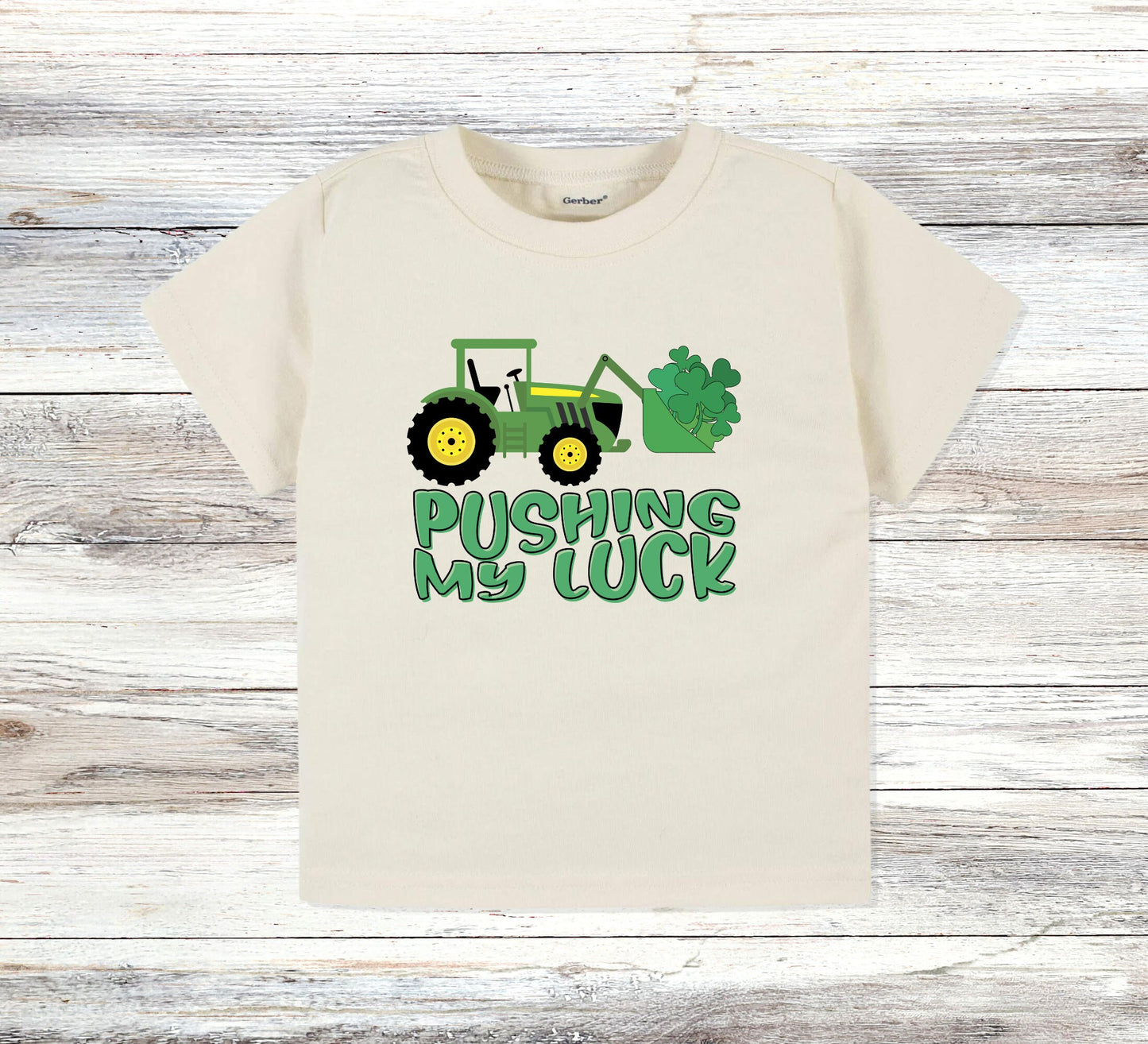 Pushing my luck Toddler TShirt, St. Patrick's day kids shirt, Natural toddler Tee