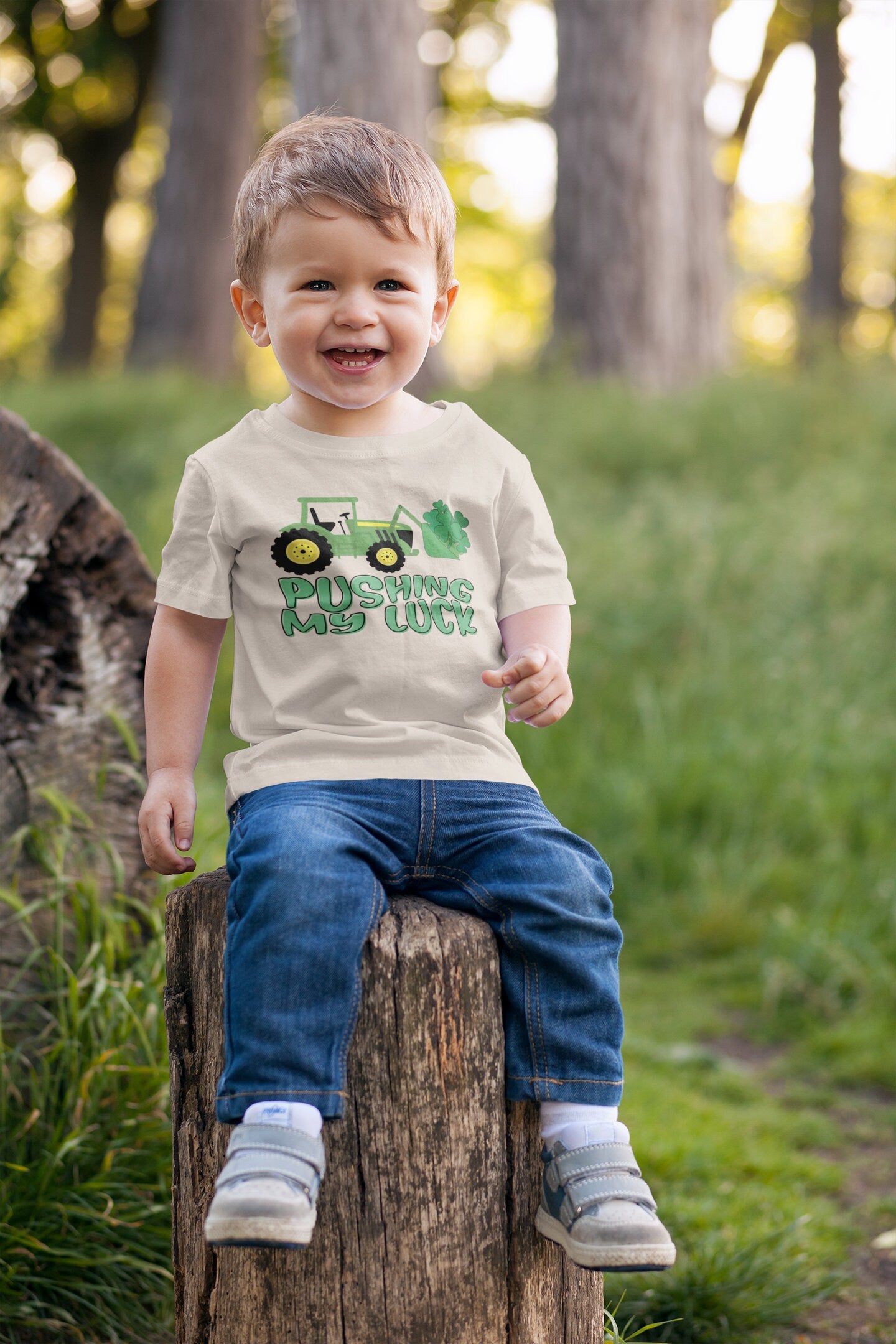 Pushing my luck Toddler TShirt, St. Patrick's day kids shirt, Natural toddler Tee