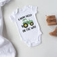 Farm help on the way Baby Onesie®, Farm baby Onesie®, farmer baby body suit. cute baby gift.