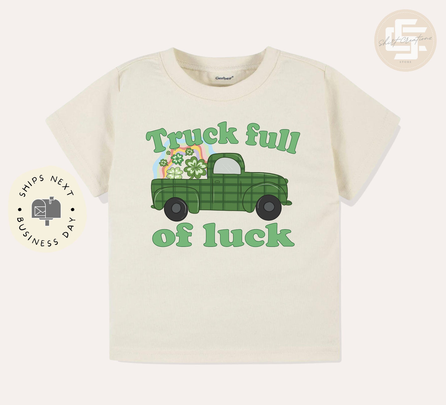 Truck full of Luck Natural Toddler T-Shirt, St. Patrick's kids shirt, Lucky toddler gift shirt.