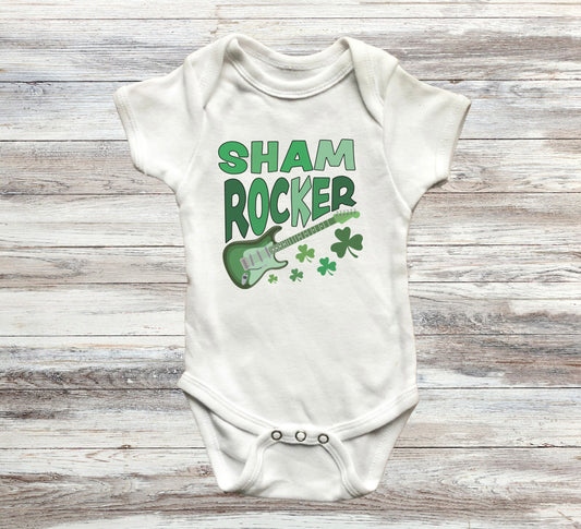 Sham rocker Baby Onesie®, St. Patrick's baby Onesie®, Lucky baby body suit. shamrock cute baby gift.