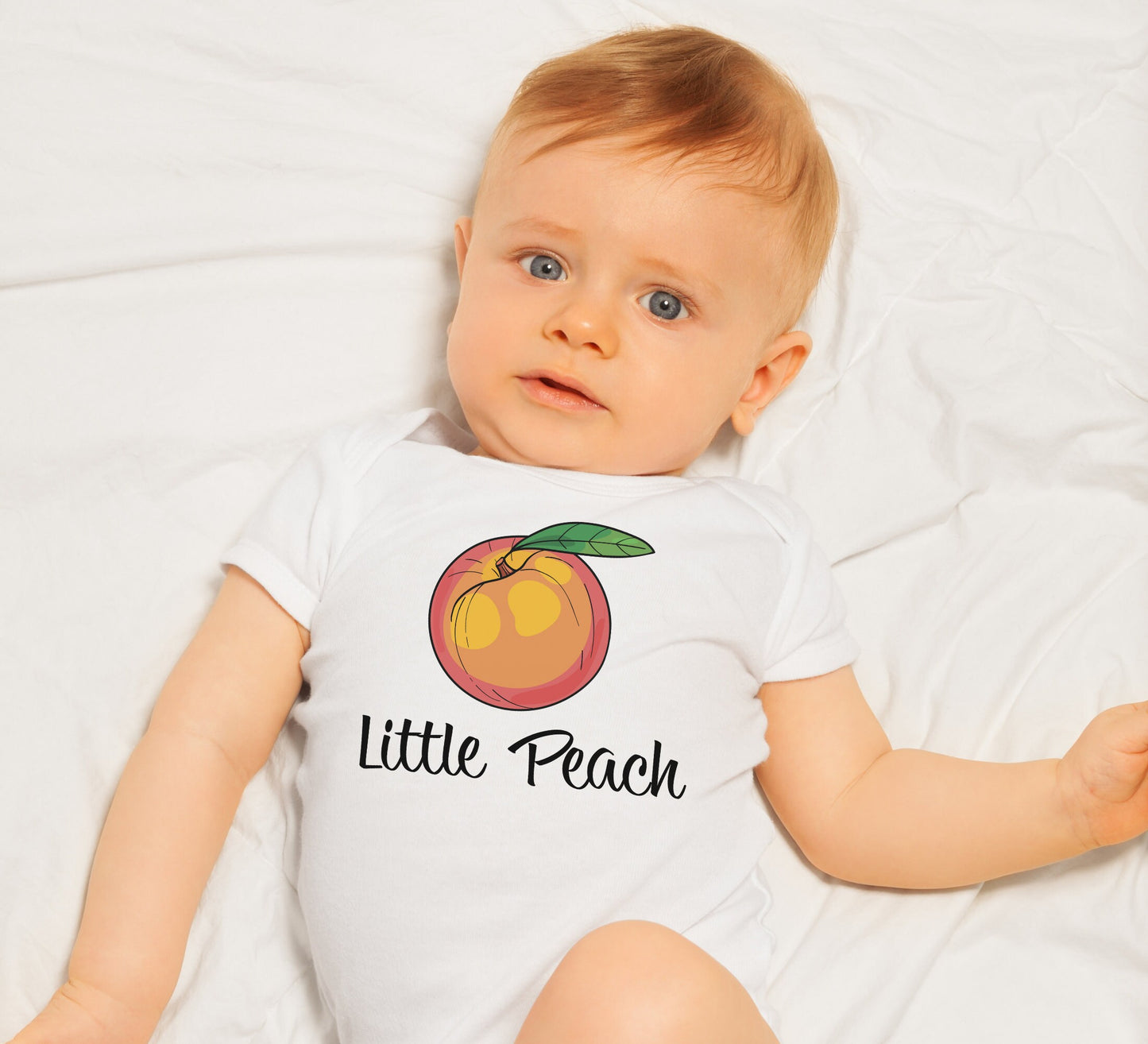 Little Peach Baby Onesie®, Cute Peach baby Onesie®,  baby announcement body suit. cute baby gift.