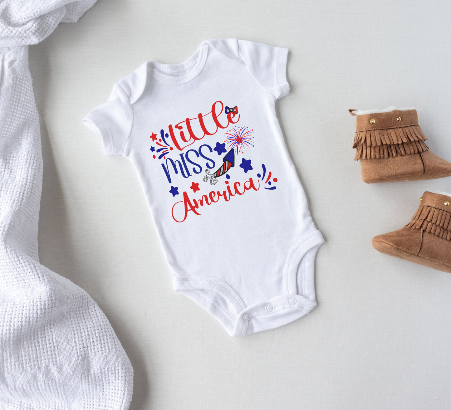 Little Miss America  Baby Onesie®, 4th of July baby Onesie®,  Patriotic baby onesie. cute baby gift.