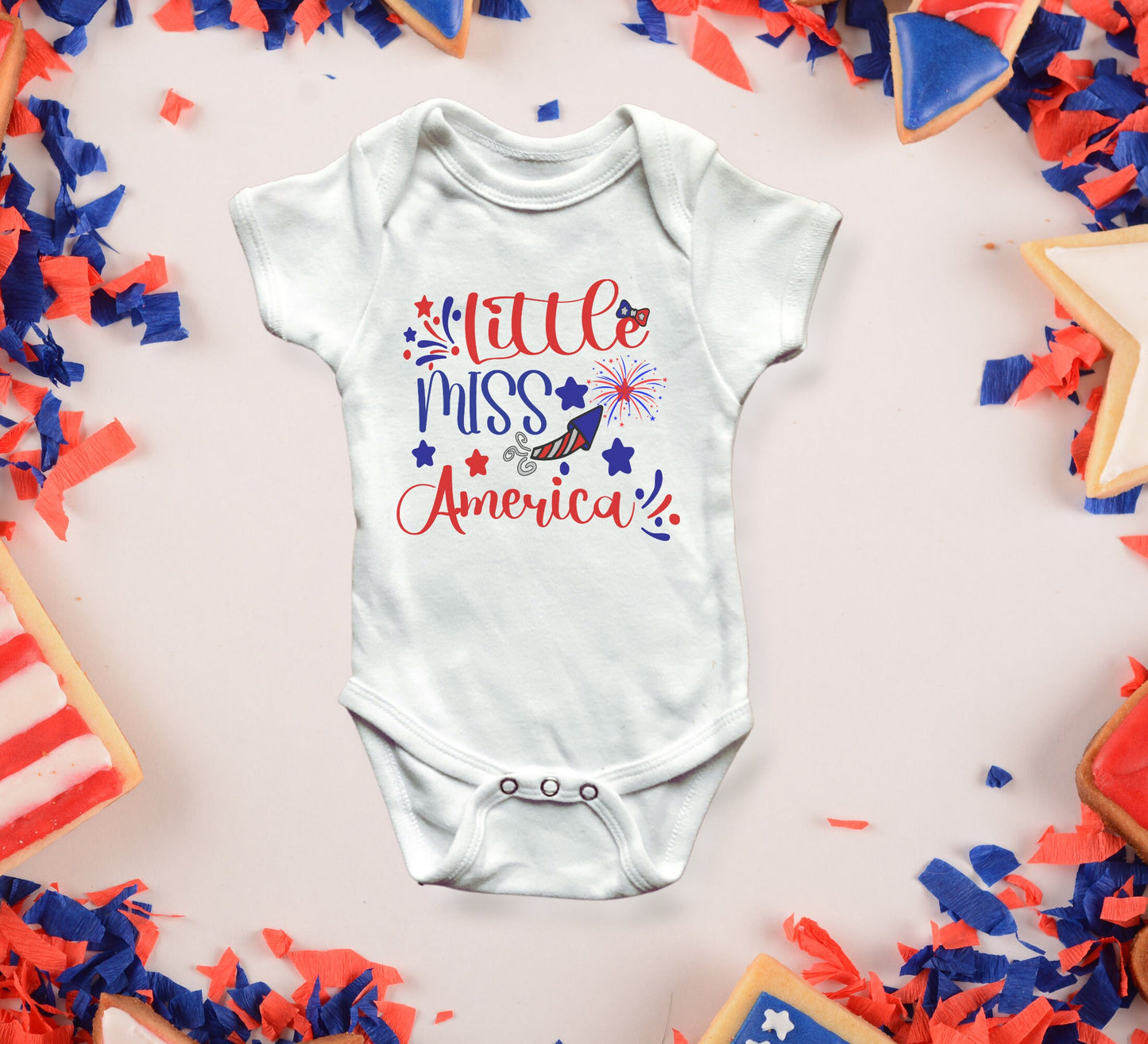 Little Miss America  Baby Onesie®, 4th of July baby Onesie®,  Patriotic baby onesie. cute baby gift.