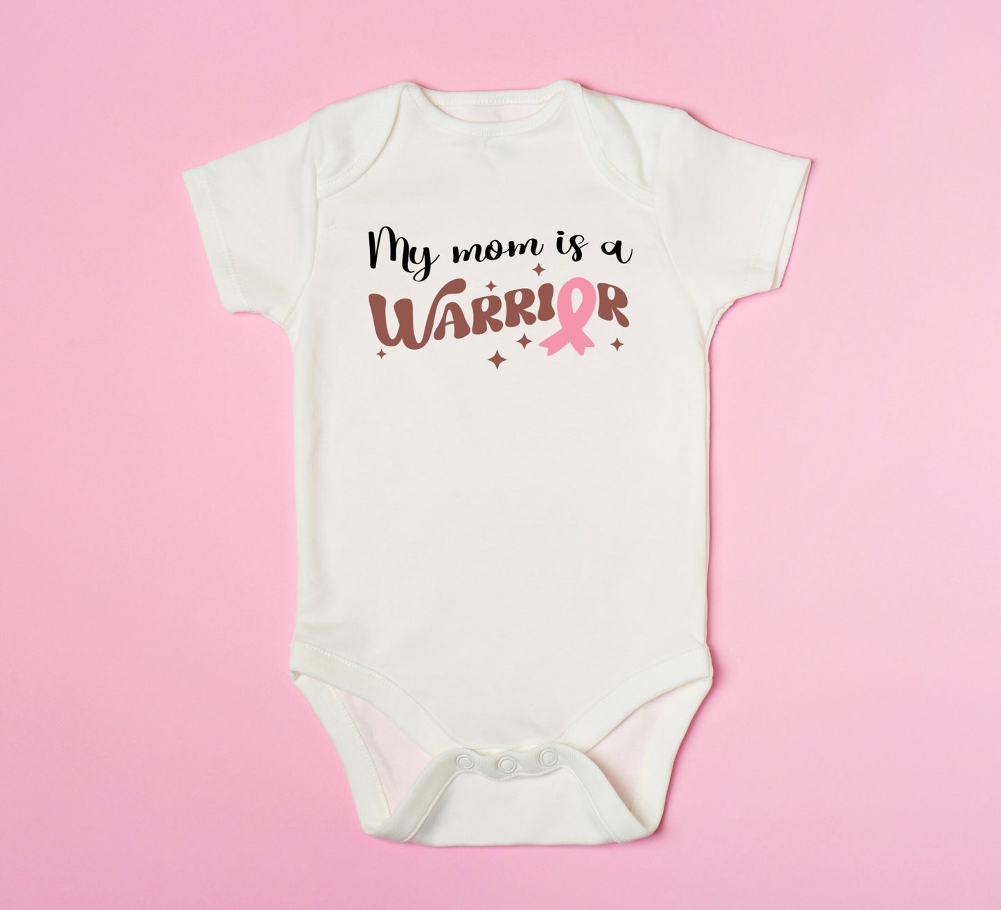 My mom is a warrior Onesie® breast cancer awareness baby Onesie®, hero baby body suit. cute baby gift.