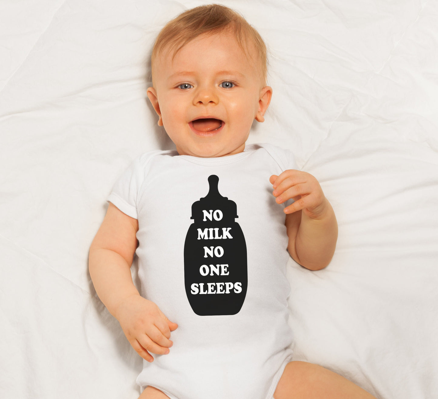 No milk no one sleeps Baby Onesie®, Milk baby Onesie®,  baby announcement body suit. Milk belly cute baby gift.