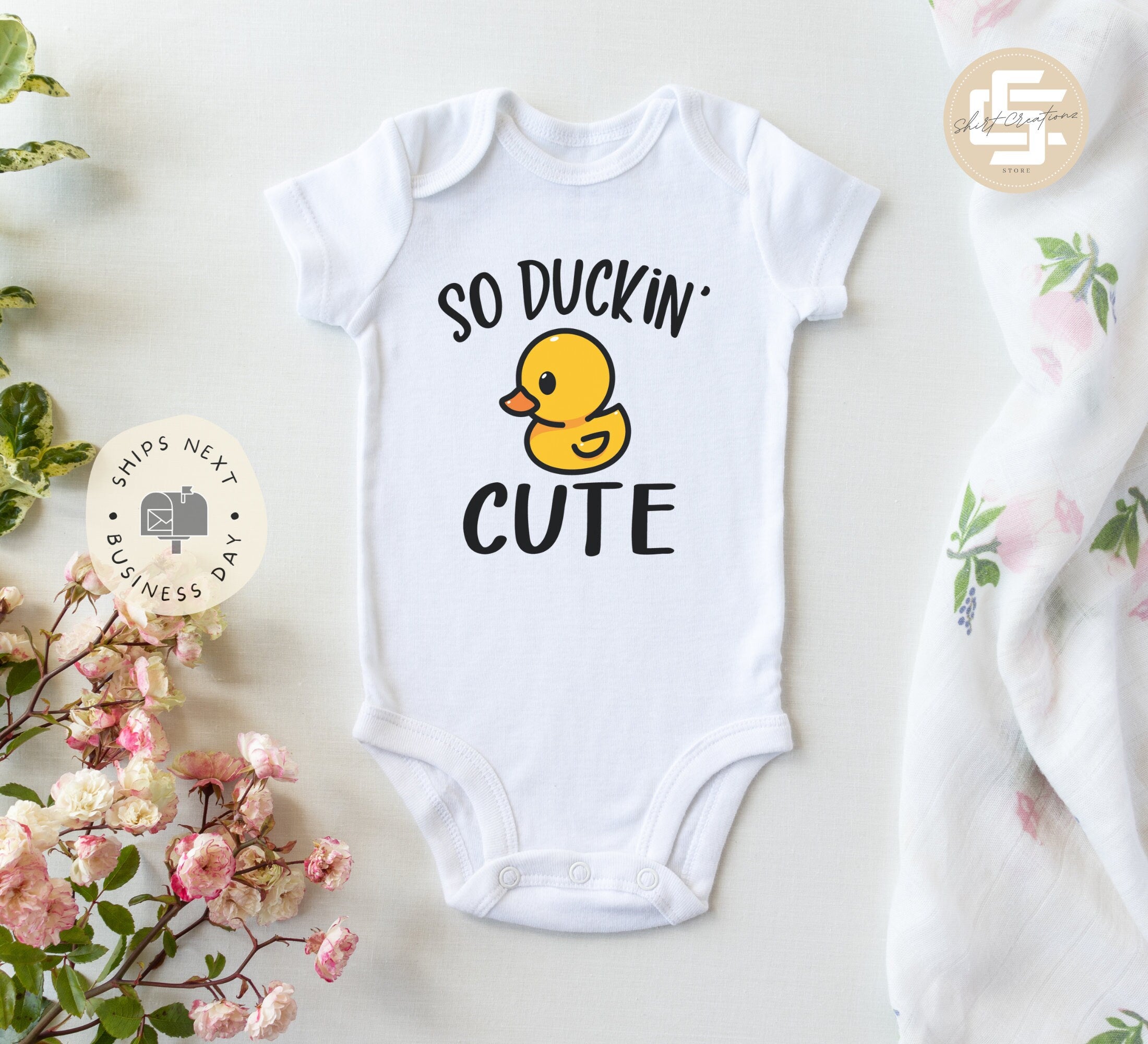 So duckin cute Baby Onesie duck baby Onesie Duckling baby body suit. animal cute baby gift