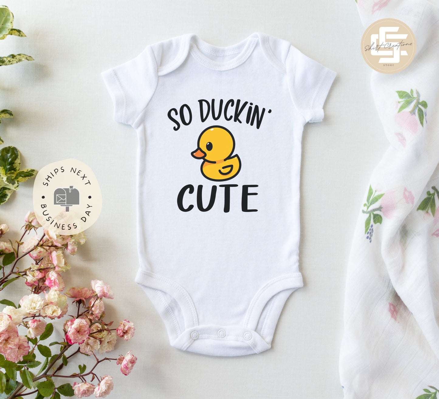 So duckin' cute Baby Onesie®, duck baby Onesie®, Duckling baby body suit. animal cute baby gift.