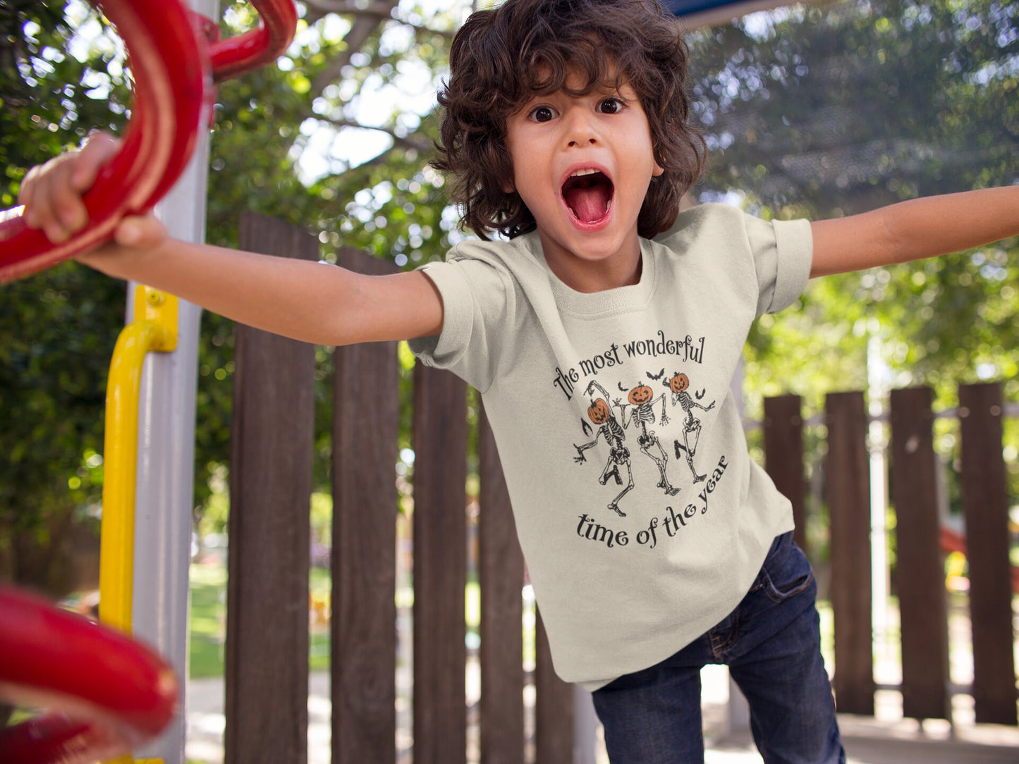 The most wonderful time of the year halloween kids TShirt, Halloween toddler shirt, Skeleton pumpkin youth Tee.