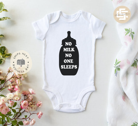 No milk no one sleeps Baby Onesie®, Milk baby Onesie®,  baby announcement body suit. Milk belly cute baby gift.