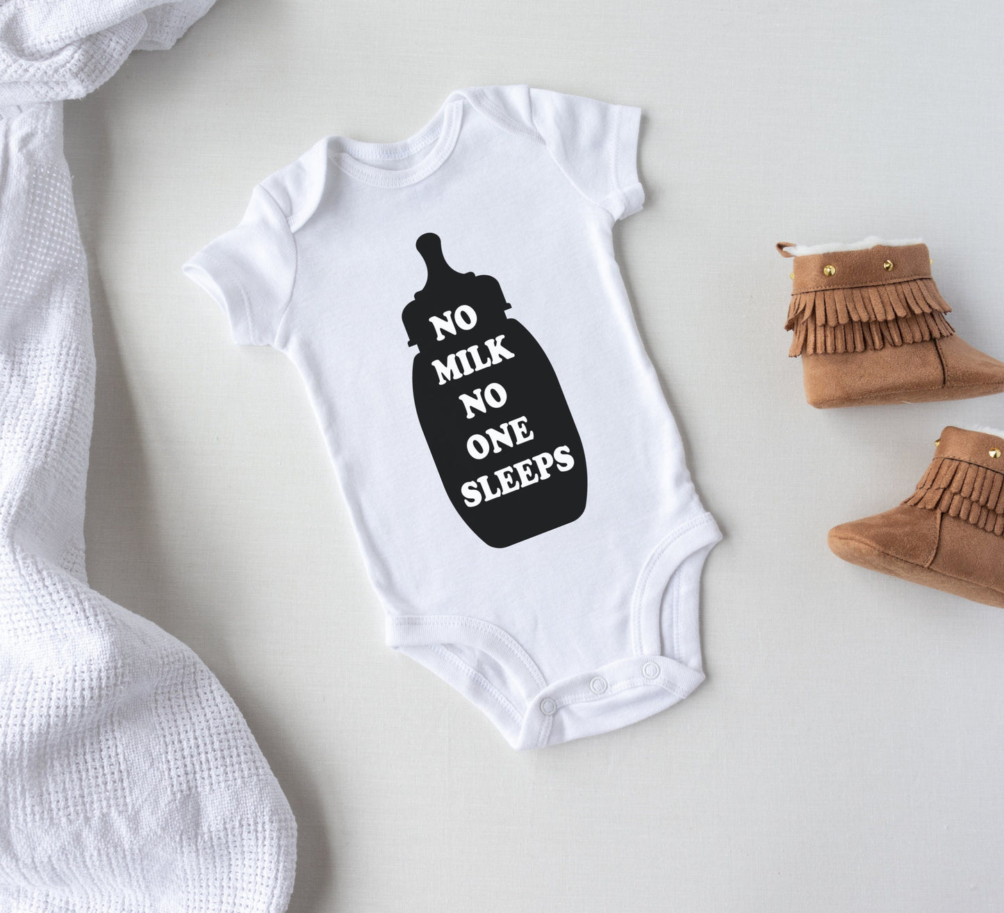 No milk no one sleeps Baby Onesie®, Milk baby Onesie®,  baby announcement body suit. Milk belly cute baby gift.