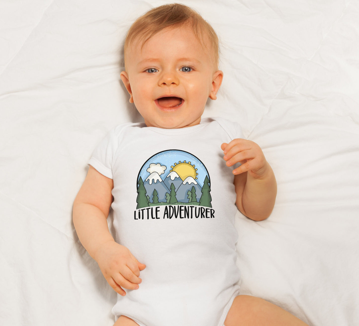 Little adventurer Baby Onesie®, Camping baby Onesie®, hiking baby body suit. mountain cute baby gift.