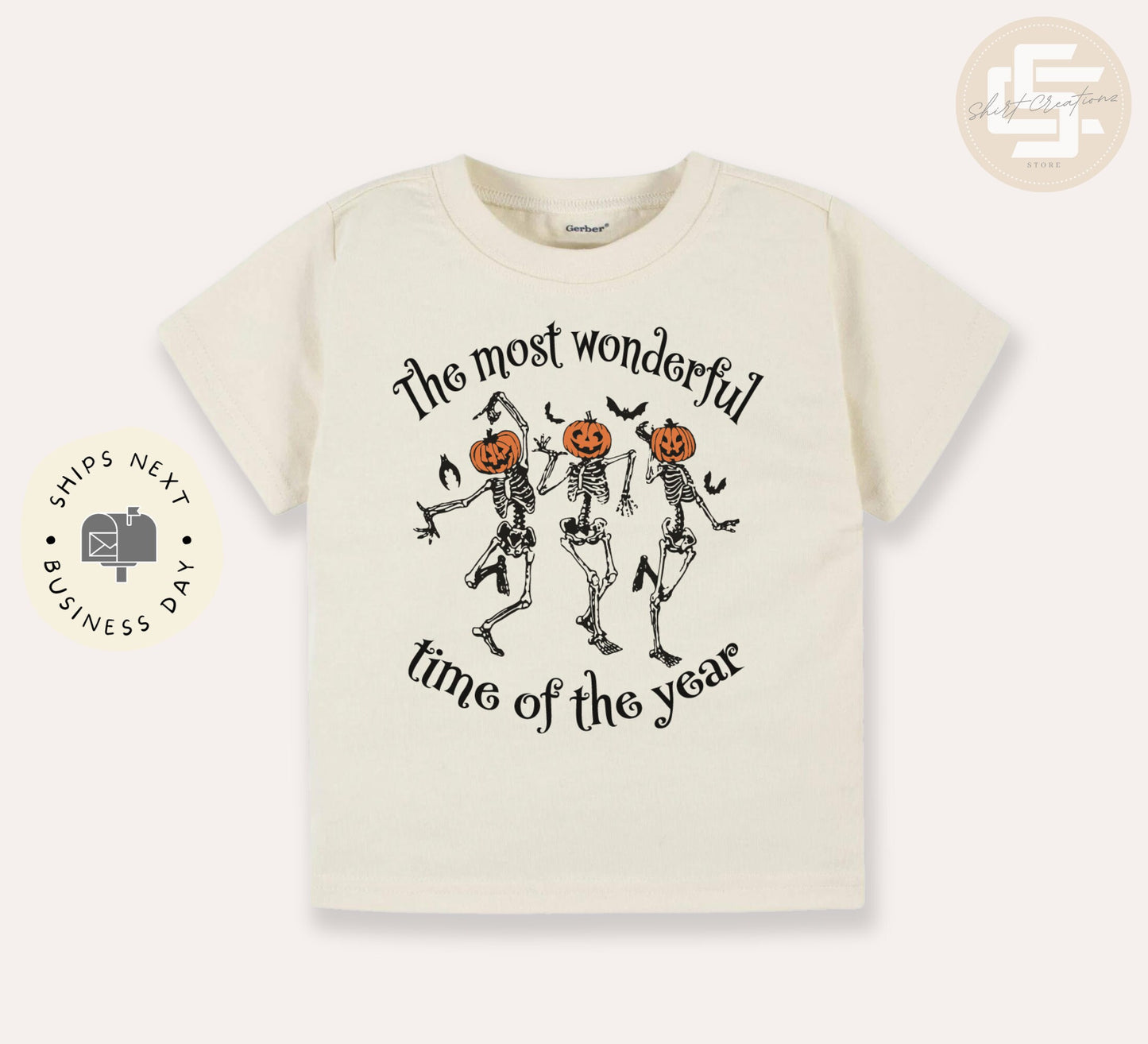 The most wonderful time of the year halloween kids TShirt, Halloween toddler shirt, Skeleton pumpkin youth Tee.