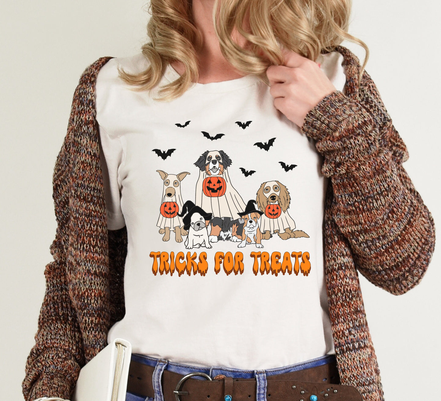 Tricks for Treats Halloween Shirt, Halloween dogs T-shirt, Ghost dog Tee. Dog lover gift. spooky season dog shirt.