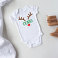 Christmas reindeer personalized name Baby Onesie®, Christmas baby Onesie®,  baby announcement body suit. Christmas baby gift.