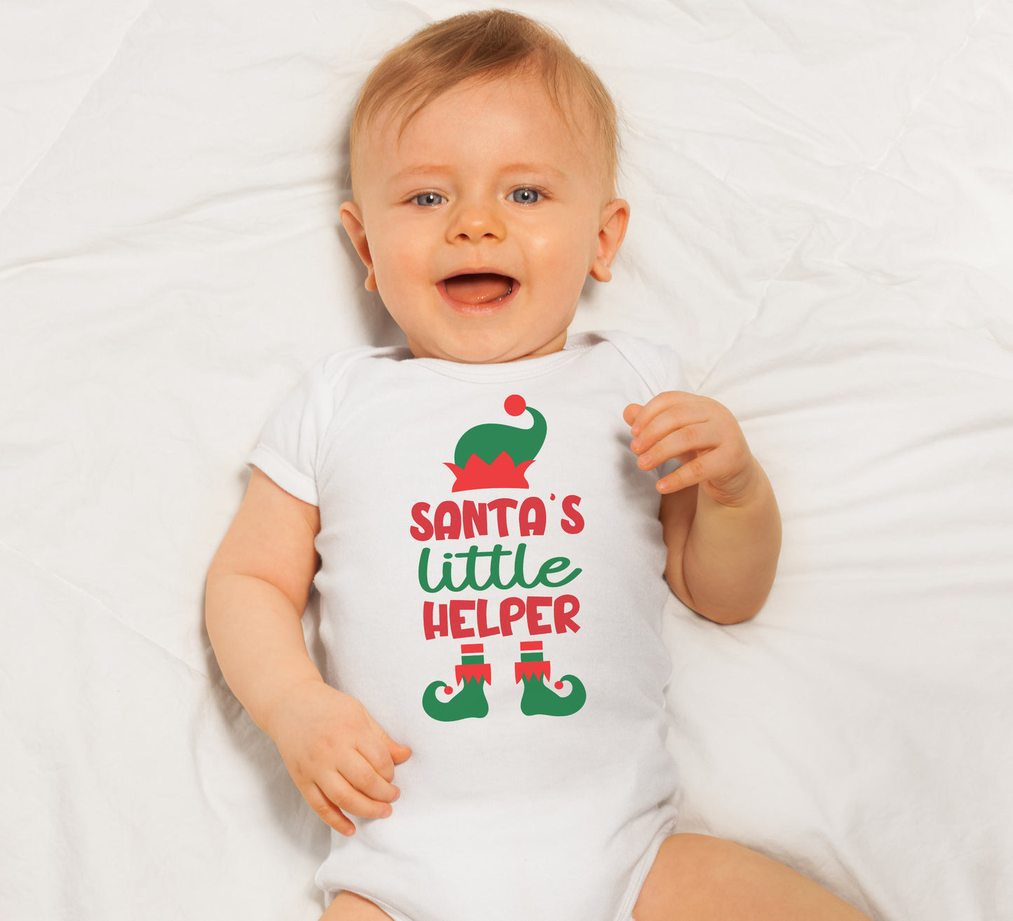 Santa's little helper Baby Onesie®, Christmas baby Onesie®,  baby announcement body suit. Christmas baby gift.