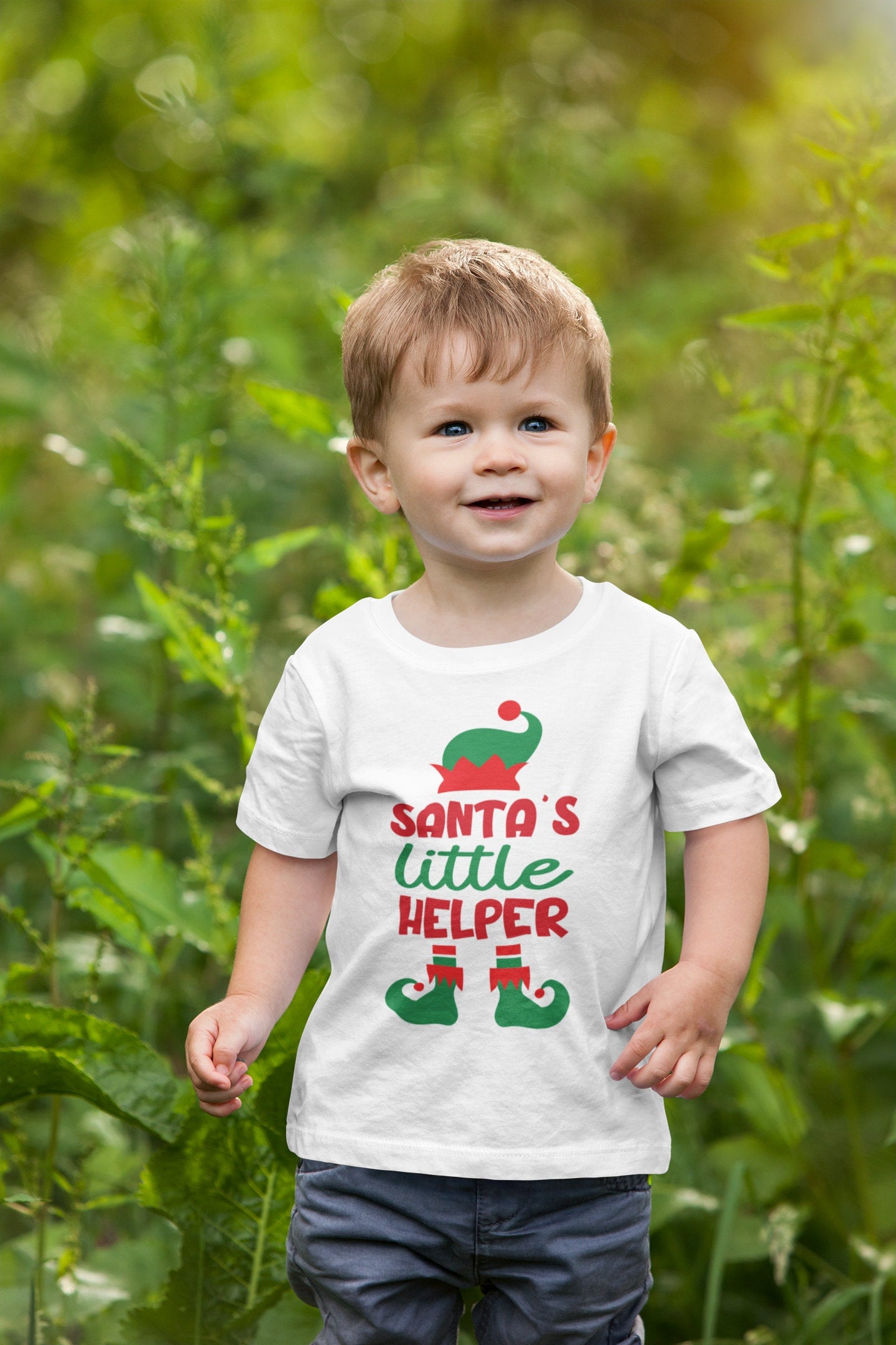 Santa's Little Helper Toddler TShirt, Christmas kids shirt, Elf natural toddler Tee.