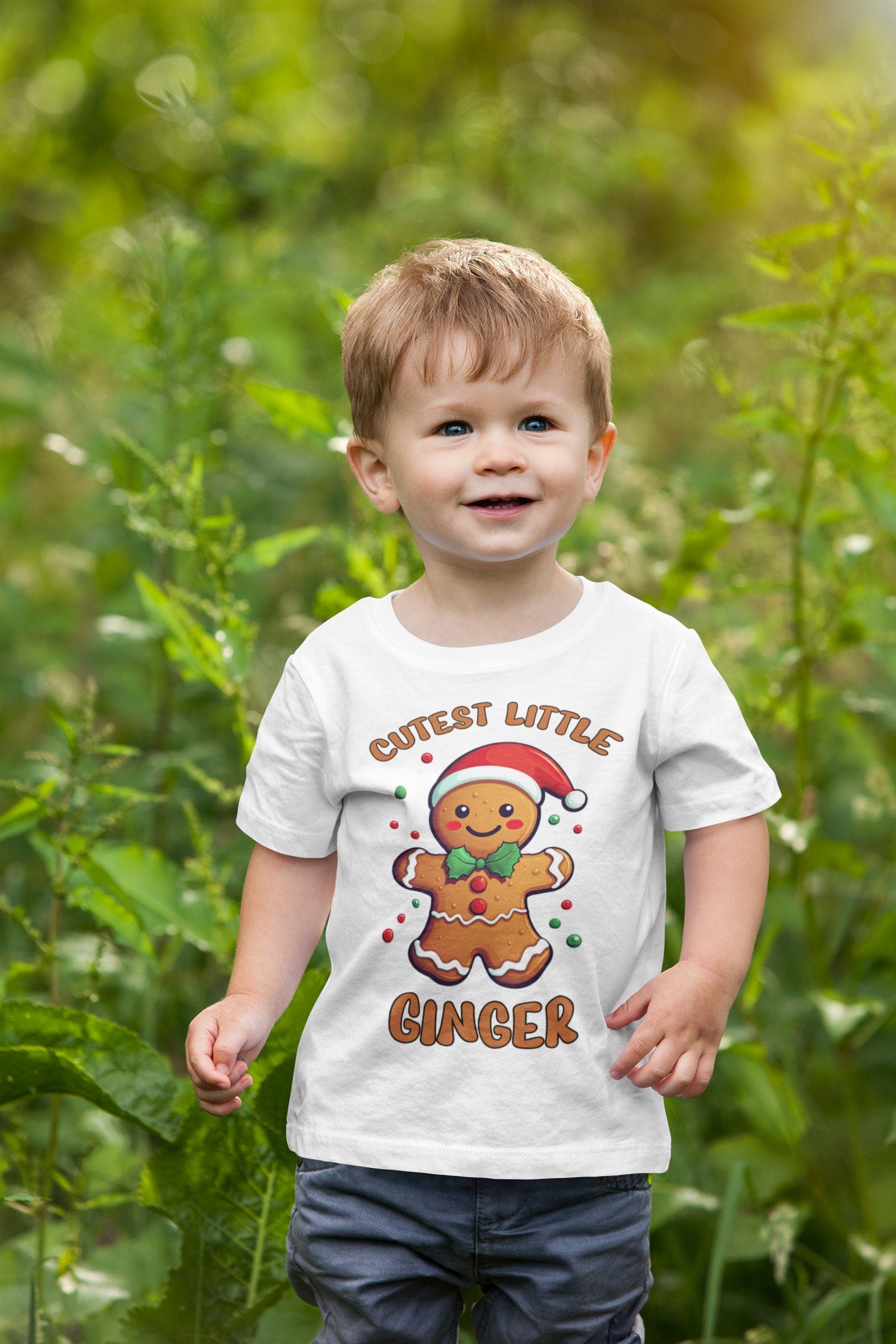 Cutest little ginger Toddler TShirt, Christmas kids shirt, Gingerbread man natural toddler Tee.