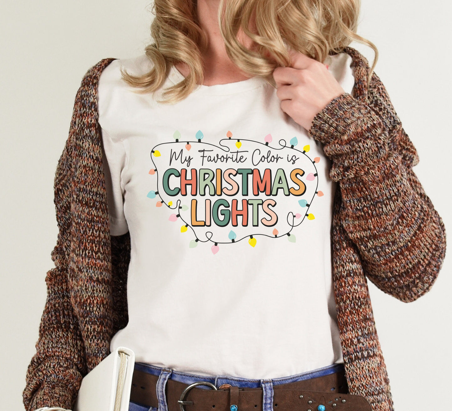 My favorite color is Christmas lights Christmas T-Shirt, Christmas lights shirt, Xmas shirt, xmas gift T-shirt.