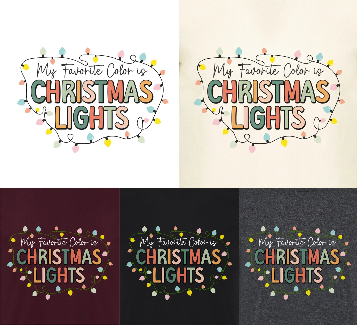 My favorite color is Christmas lights Christmas T-Shirt, Christmas lights shirt, Xmas shirt, xmas gift T-shirt.