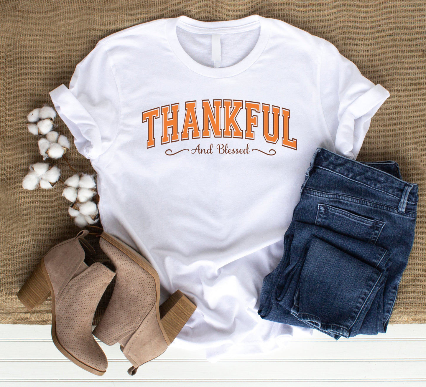 Thankful and blessed Shirt, Thanksgiving T-shirt, Fall season Tee, Autumn leaves T-shirt.