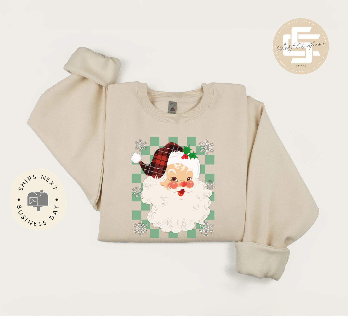 Santa Claus sweatshirt, Cute Christmas sweater, Vintage Santa Christmas crewneck sweatshirt, Xmas gift sweater.