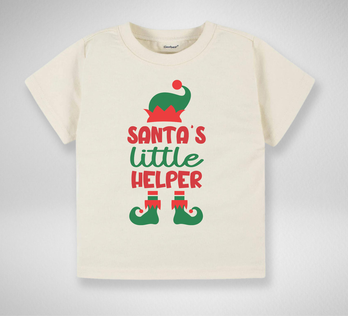 Santa's Little Helper Toddler TShirt, Christmas kids shirt, Elf natural toddler Tee.