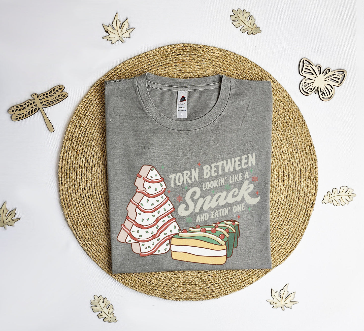 Torn between looking like a snack and eating one Vintage T-Shirt, Retro Christmas tee shirt, Xmas tree cake shirt, xmas gift T-shirt.