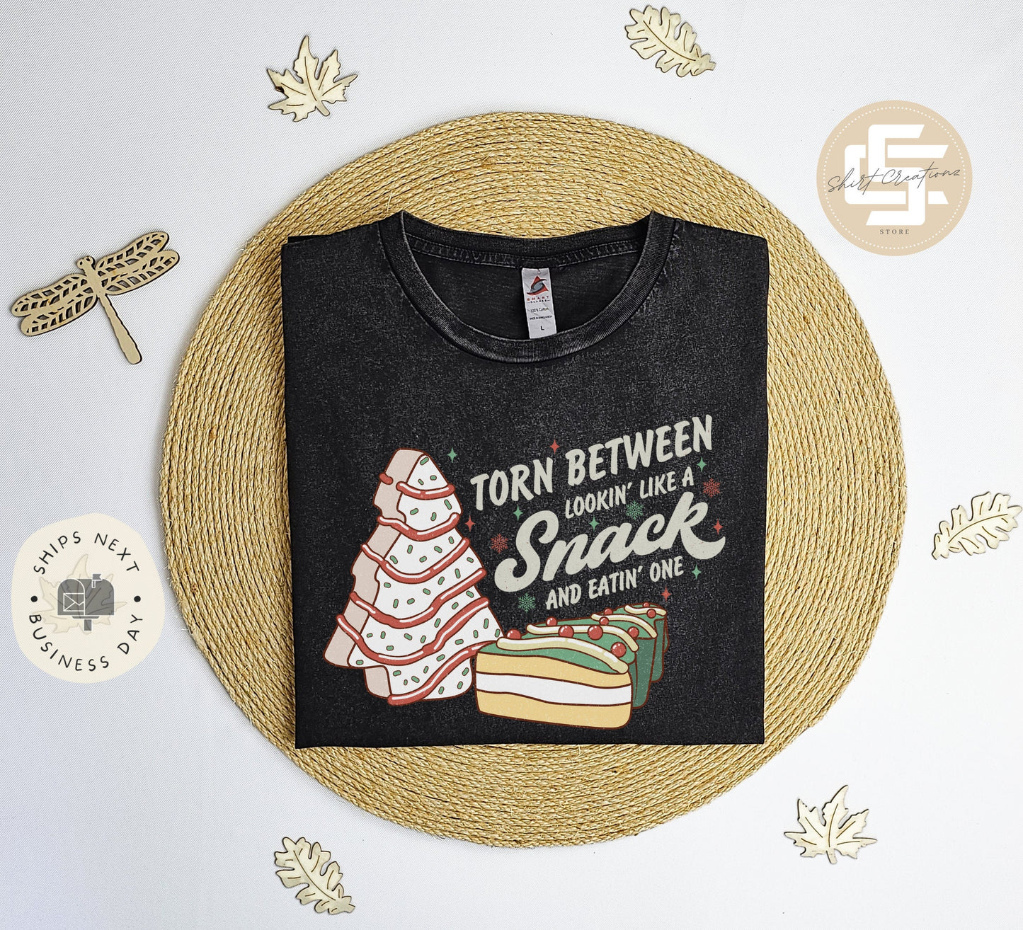 Torn between looking like a snack and eating one Vintage T-Shirt, Retro Christmas tee shirt, Xmas tree cake shirt, xmas gift T-shirt.