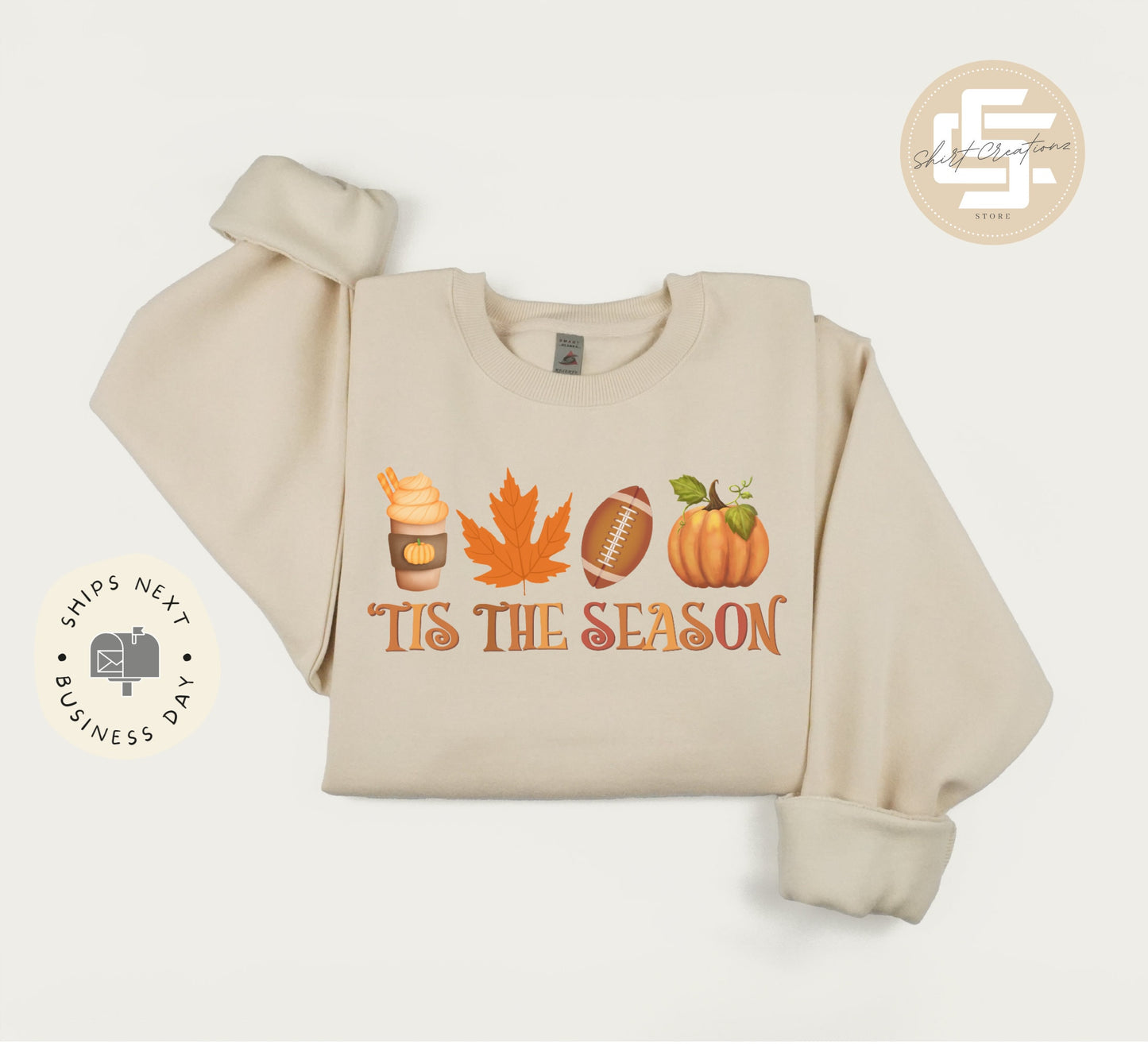 Tis the season fall sweatshirt, Cute fall sweater, Thanksgiving crewneck sweatshirt, Xmas gift sweater.