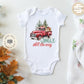 Jingle all the way Baby Onesie®, Christmas truck baby Onesie®,  baby announcement body suit. Christmas baby gift.