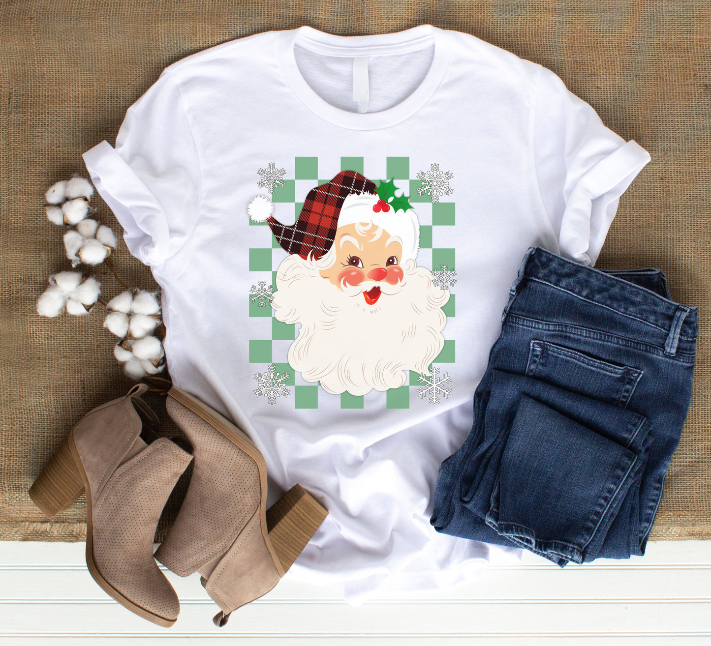 Santa Claus Christmas T-Shirt, Christmas Santa vintage shirt, Xmas shirt, xmas gift T-shirt.