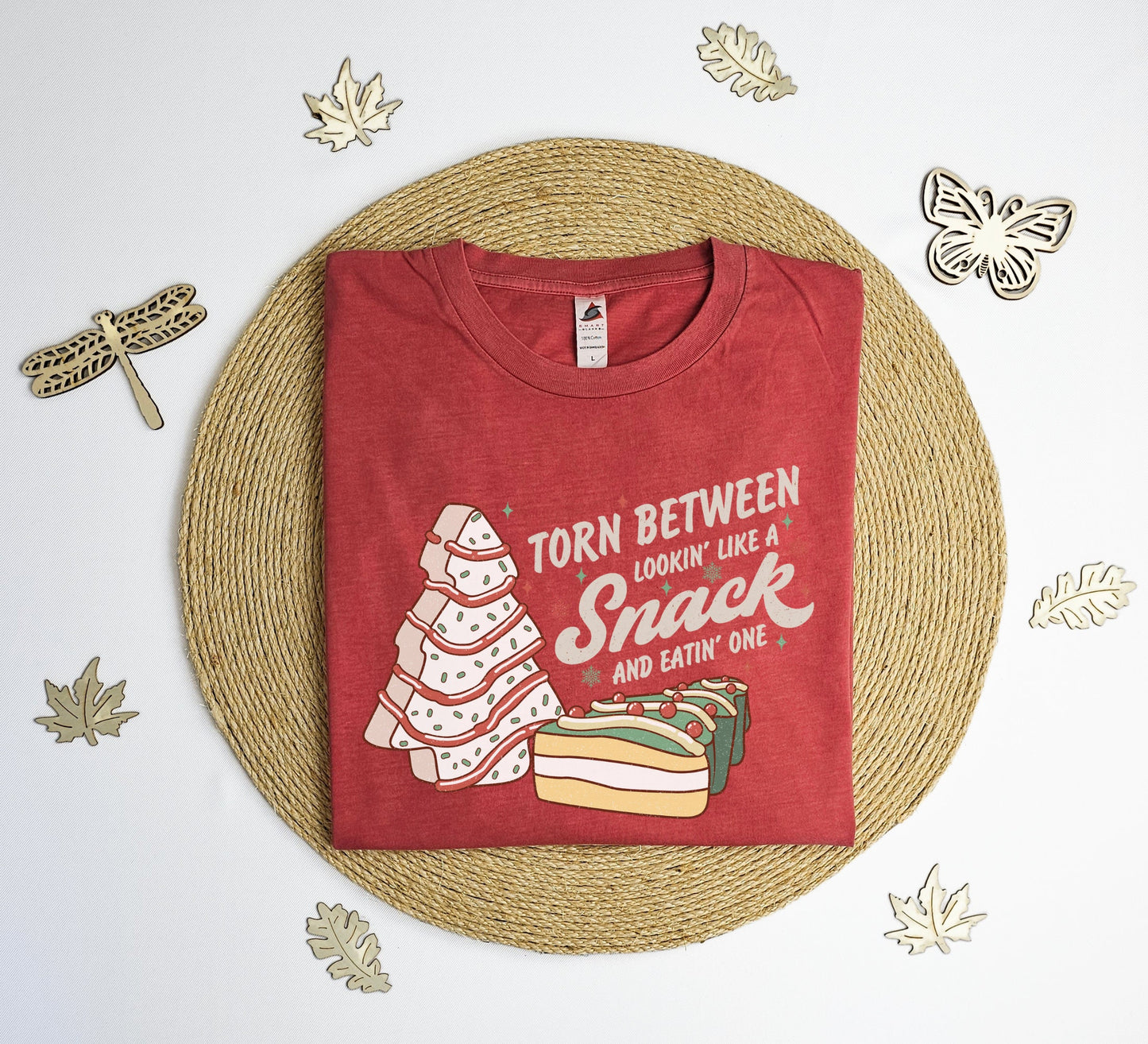 Torn between looking like a snack and eating one Vintage T-Shirt, Retro Christmas tee shirt, Xmas tree cake shirt, xmas gift T-shirt.