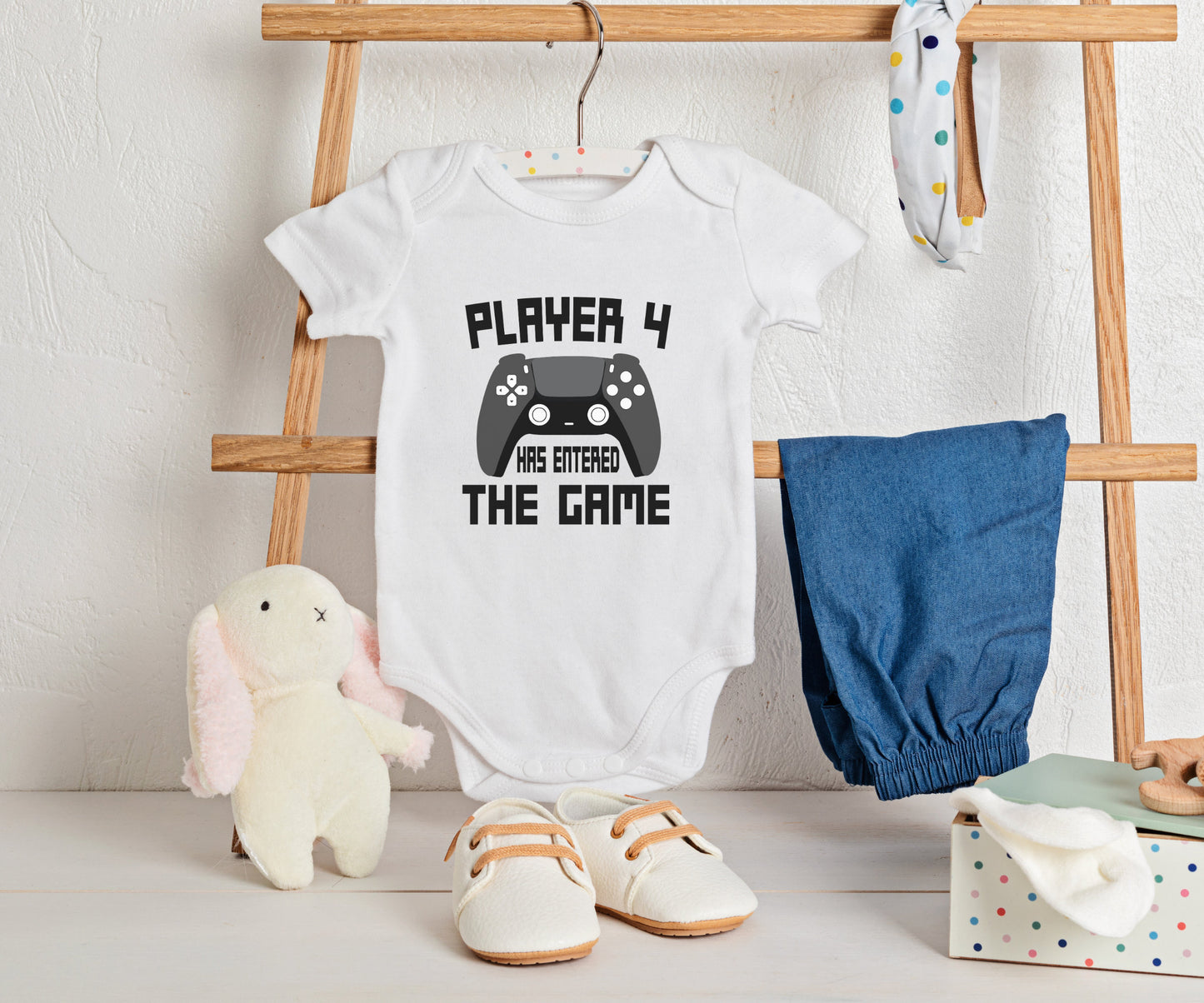 Player 4 has entered the game Baby Onesie®, Player four baby Onesie®, newborn baby body suit. cute baby gift.