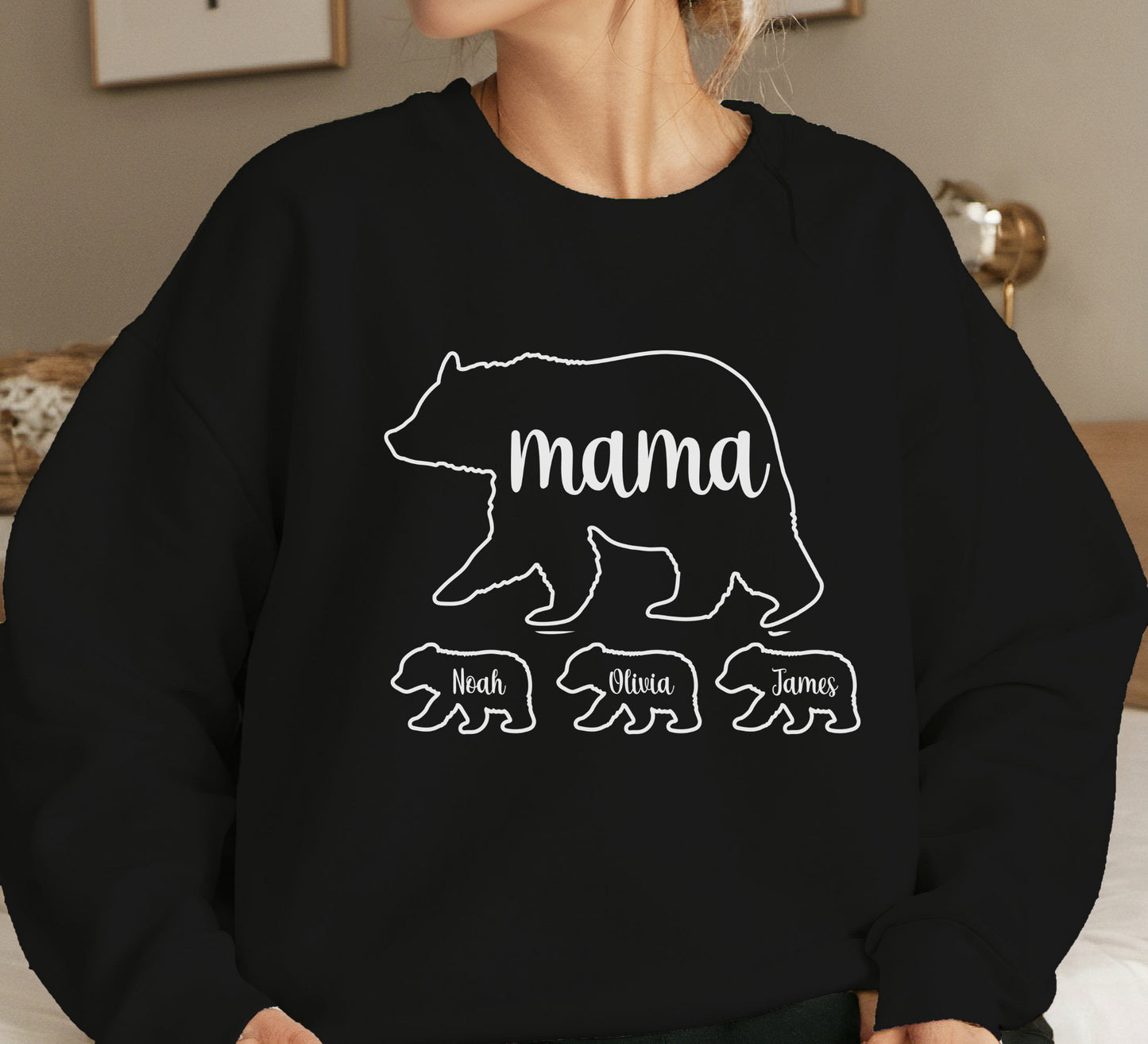 Personalized mama day sweatshirt, mothers day bear crewneck sweater, Mama crewneck sweatshirt, Mothers day gift.