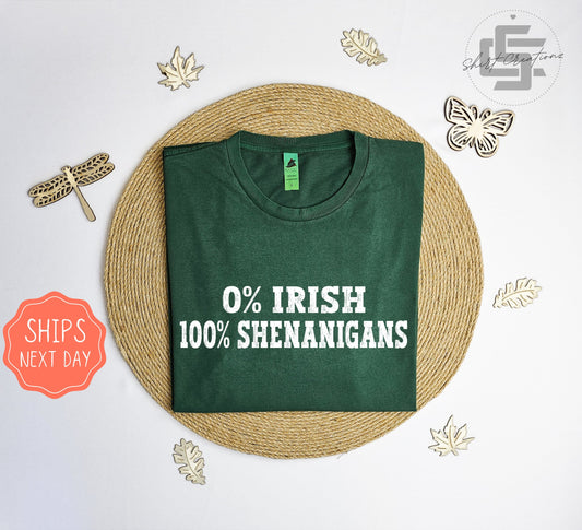 100% Shenanigans Vintage T-Shirt, St. Patrick's day tee shirt, lucky funny St. Patricks T-shirt, green Vintage tee shirt.