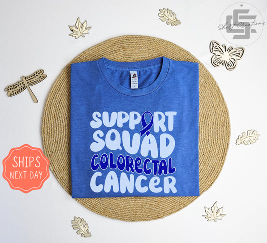 Colorectal cancer support squad Vintage T-Shirt, blue ribbon tee shirt, colon cancer T-shirt, cancer awareness tee shirt.